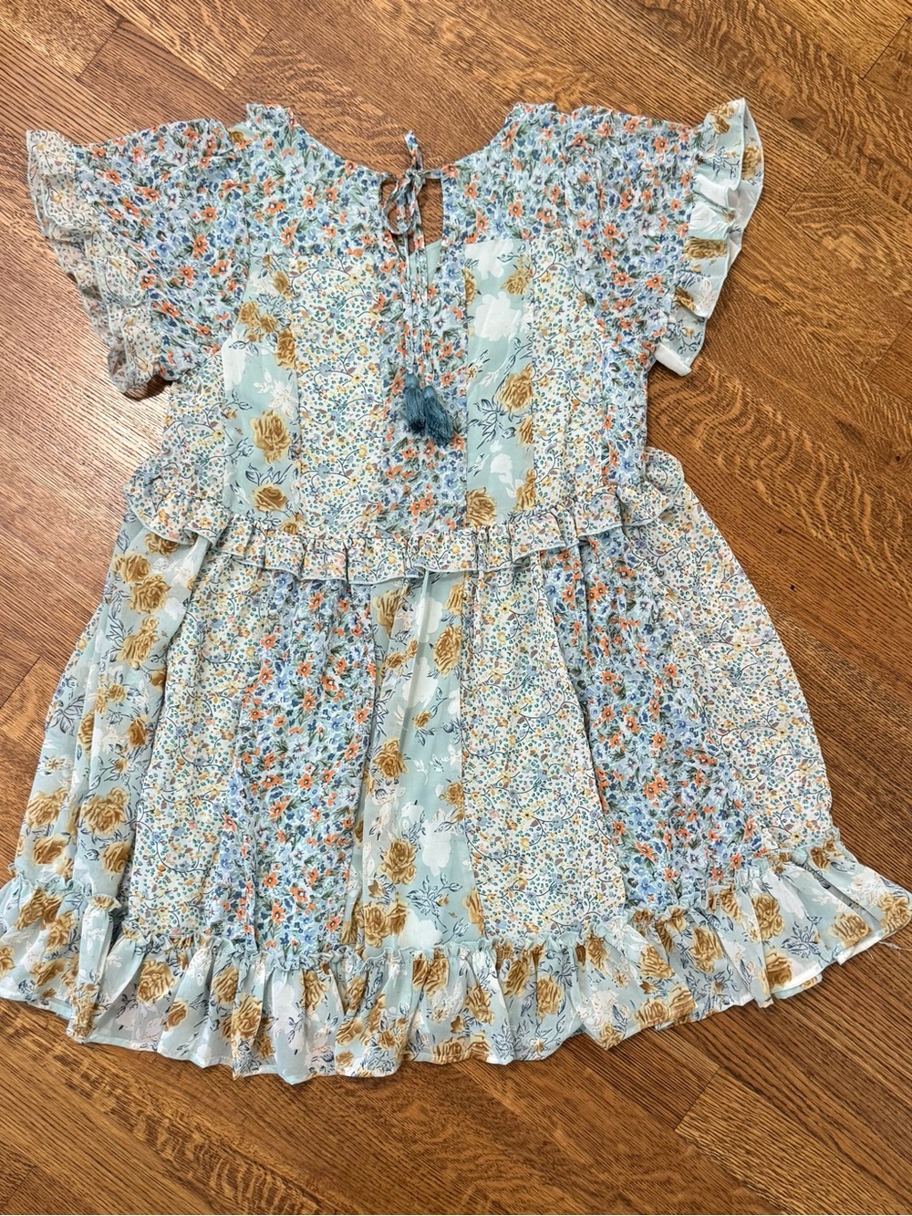 Women’s Sage Floral Feminine Ruffle Dress Size Small Romantic Cottagecore - Picture 3 of 8
